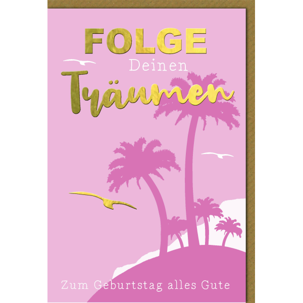 Geburtstag Glückwunschkarte mit Umschlag Insel mit Palmen