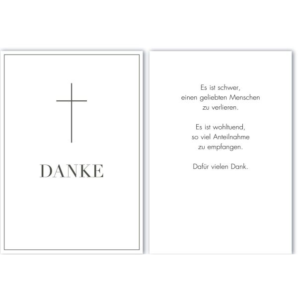 A Trauer-Danksagungen 5 Beileid-Kondolenz-Danksagung Format 11,5x17cm mit 5 Umschlägen schlichtes Kreuz