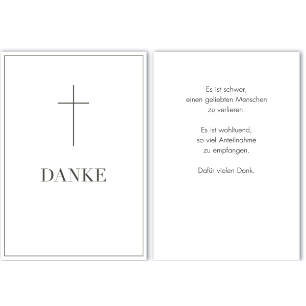 A Trauer-Danksagungen 5 Beileid-Kondolenz-Danksagung Format 11,5x17cm mit 5 Umschlägen schlichtes Kreuz