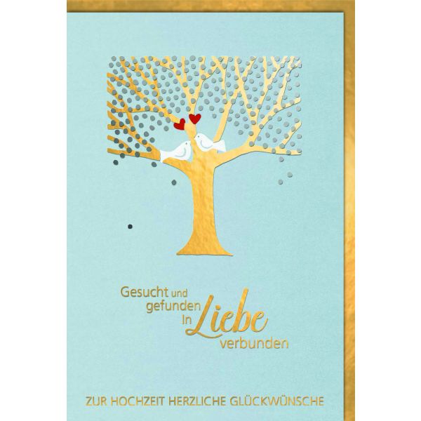 Hochzeitskarten Glückwunschkarte mit Umschlag Turteltauben im Baum