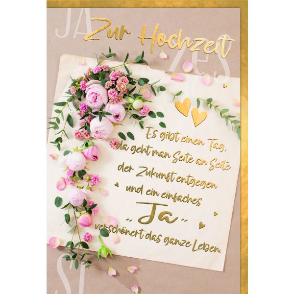 Hochzeitskarten Glückwunschkarte mit Umschlag "Es gibt einen Tag", Blumenzweig