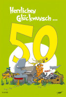 50. Geburtstag - Kwal der Wal - Doppelkarten im Format 11,5 x 17 cm mit Umschlag - UVP: € 2,25