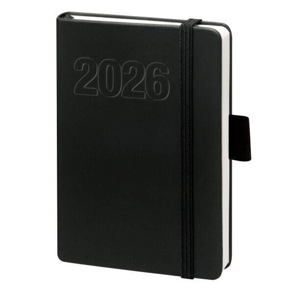 Kalender 2027 V-Book Buchkalender A 6 Hardcover mit Gummiband schwarz UVP €10,49