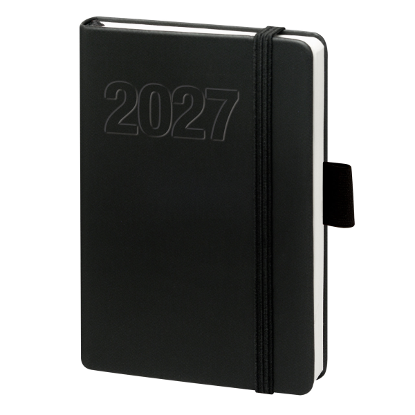 Kalender 2027 V-Book Buchkalender A 6 Hardcover mit Gummiband schwarz UVP €10,49