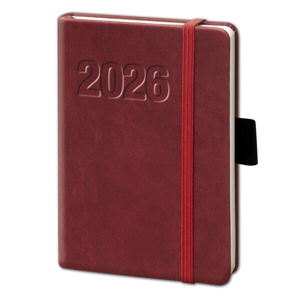 Kalender 2027 V-Book Buchkalender A 6 Hardcover mit Gummiband bordeaux UVP: 10,49