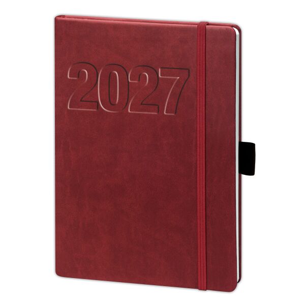 Kalender 2027 V-Book Buchkalender A 5 Hardcover mit Gummiband bordeaux UVP: 13,99