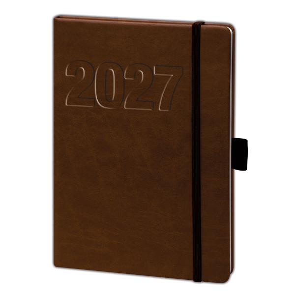 Kalender 2027 V-Book Buchkalender A 5 Hardcover mit Gummiband braun UVP: 13,99