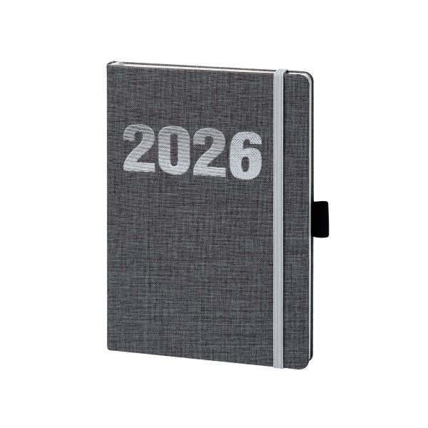 Kalender 2027 V-Book Buchkalender A5 Hardcover Leinen grau UVP: 14,99