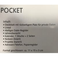 Kalender 2027 Pocket Terminplaner A7 Pocket Kunststoff...