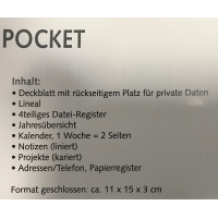Kalender 2027 Pocket Terminplaner A7 Pocket Kunststoff...