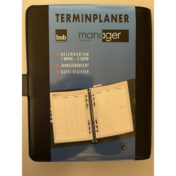 Kalender 2027 Terminplaner Manager A5 Manager - Softfolie CLASSIC schwarz  Privacy UVP: 48,99