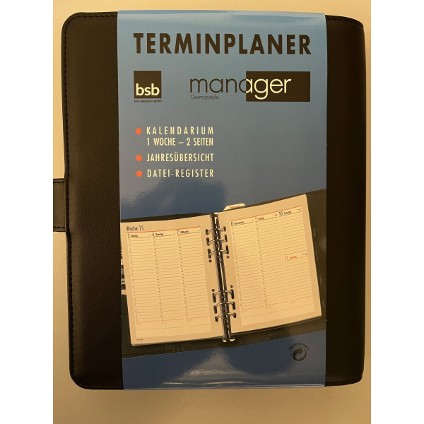 Kalender 2027 Terminplaner Manager A5 Manager - Softfolie CLASSIC schwarz  Privacy UVP: 48,99