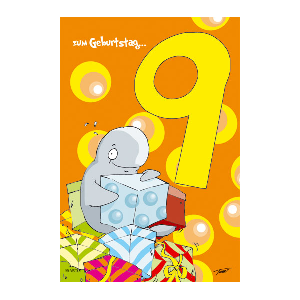 9. Geburtstag Kindergeburtstag Glückwunschkarte mit Umschlag Kwal der Wal UVP: € 2,25
