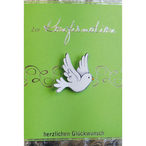 Konfirmation Glückwunschkarte mit Briefumschlag Taube Applikation herzlichen Glückwunsch