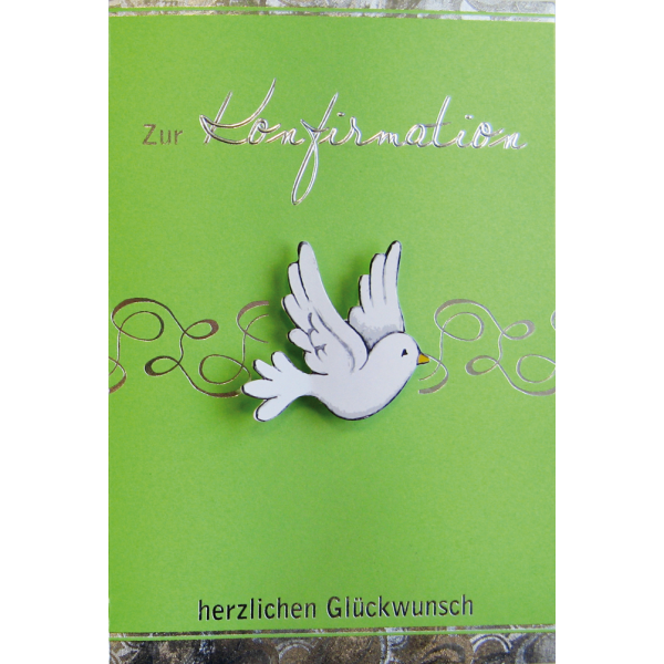 Konfirmation Glückwunschkarte mit Briefumschlag Taube Applikation herzlichen Glückwunsch