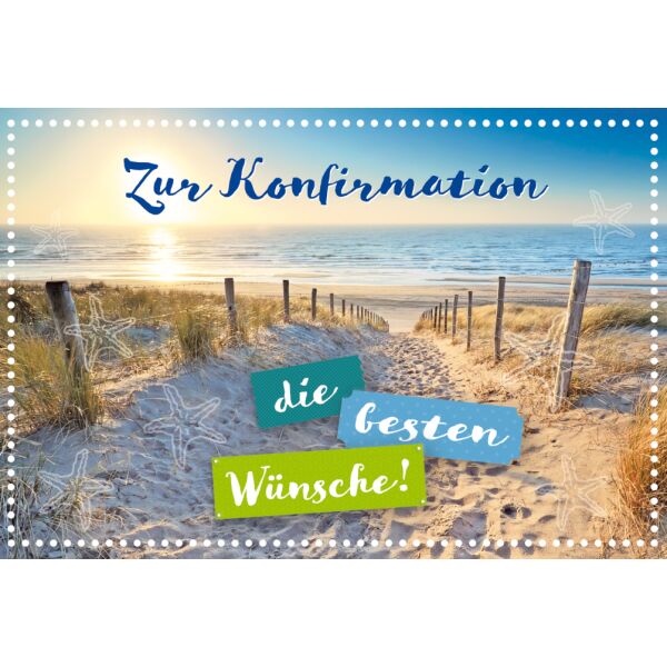 Konfirmation die besten Wünsche Strand Glückwunschkarte mit Briefumschlag