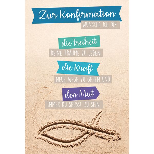Konfirmation - Glückwunschkarte im Format 11,5 x 17 cm mit Briefumschlag