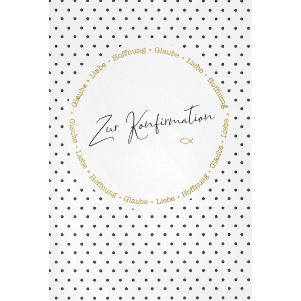 Konfirmation Weiß mit schwarzen Punkten Glückwunschkarte mit Briefumschlag