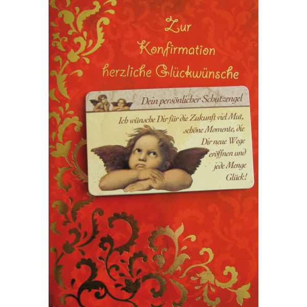 Konfirmation Engel mit Goldfolie Glückwunschkarte mit Briefumschlag