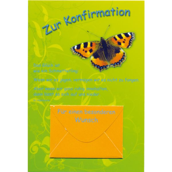 Konfirmation Schmetterling Geldkarte Glückwunschkarte mit Briefumschlag