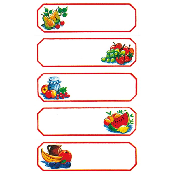 Sticker Aufkleber Haushaltsetiketten Früchte 3 Blätter pro Packung - insgesamt 15 Aufkleber