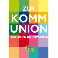 Kommunion Herzlichen Glückwunsch bunte Karo...