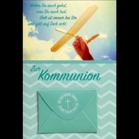 Kommunion Pappflugzeug in Hand Gott ist immer bei dir...