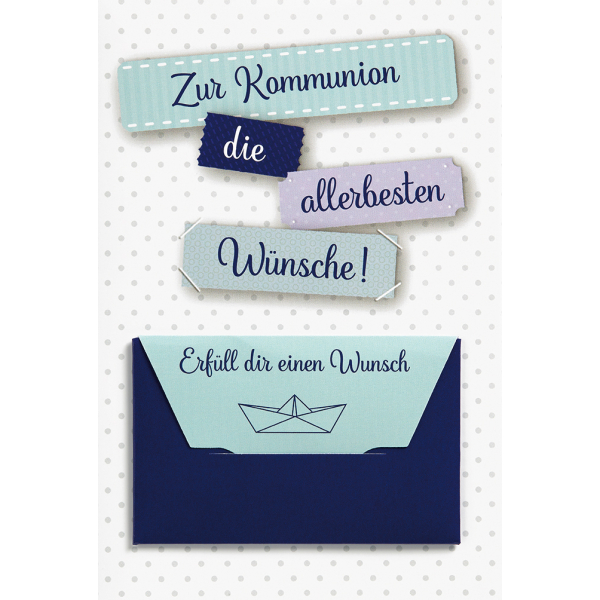 ARKRAFT Glückwunschkarte Zur Kommunion Für Mädchen – Mit Geldbeutel In Gold, 17x12 Cm