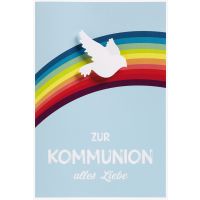 Kommunion Taube auf Regenbogen Collage...