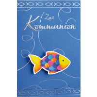 Kommunion Regenbogenfisch Applikation mit Silberfolie...