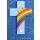 Kommunion Glückwunschkarte mit Umschlag  Kreuz Regenbogen Sonne