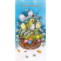 Ostern Blumenstrauß bunte Eier in Nest...