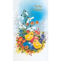 Ostern Küken auf Eiern Blumen Glückwunschkarte...
