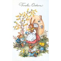 Ostern Hasenmutter Küken Baum Glückwunschkarte...