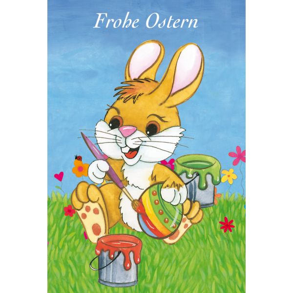 Ostern Herzen Blumen Hase bemalt Ei Glückwunschkarte mit Briefumschlag