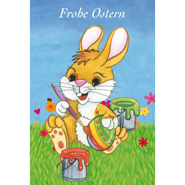 Ostern Herzen Blumen Hase bemalt Ei Glückwunschkarte mit Briefumschlag