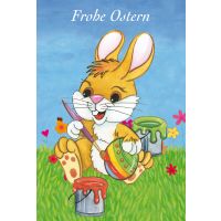 Ostern Herzen Blumen Hase bemalt Ei Glückwunschkarte...