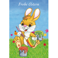 Ostern Herzen Blumen Hase bemalt Ei Glückwunschkarte...