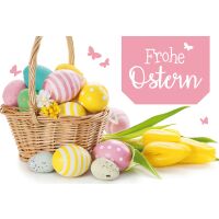 Frohe Ostern Glückwunschkarte mit Umschlag Eier im Korb