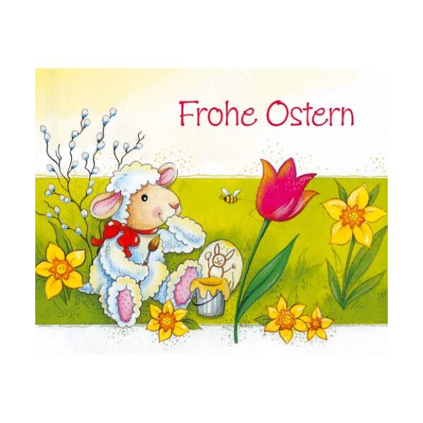 Ostern Minikarte Grußkarte mit Umschlag Schaf Blumen Frohe Ostern