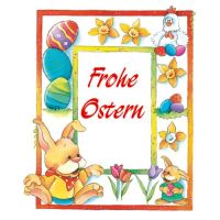 Ostern Minikarte Grußkarte mit Umschlag  Hasen Eier...