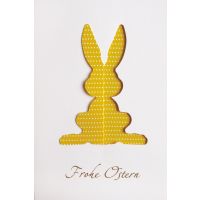 Ostern ausgeschnittener Hase gelb mit weißen...