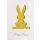 Ostern ausgeschnittener Hase gelb mit weißen Punkten Glückwunschkarte mit Briefumschlag