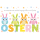 Ostern bunte Osterhasen Blumen Glückwunschkarte mit Briefumschlag