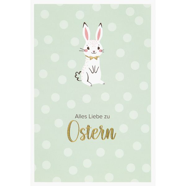 Ostern weiße Punkte Alles Liebe zu Ostern weißer Hase Glückwunschkarte mit Briefumschlag