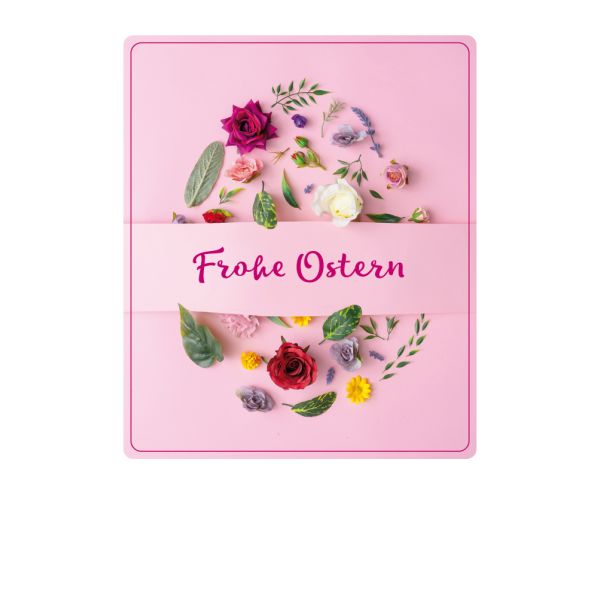 Ostern Blumen liegen auf Boden zu einem Ei Glückwunschkarte blumiges Osterei "Frohe Ostern" mit Briefumschlag