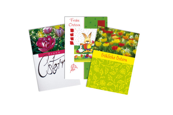 Ostern - Mehrfachpackung 3er - 3 Karten – 3 Umschläge – im Format 10,5 x 14,5 cm im Topper