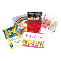 Ostern Mehrfachpackung 5 Karten Blumen Hase Motive im Topper
