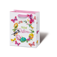 Ostern Tasche medium Blumenkranz 23x19cm - Frohe Ostern