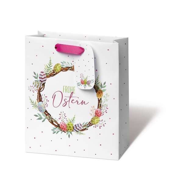Tasche medium Eierkranz - Buch-Format - Frohe Ostern